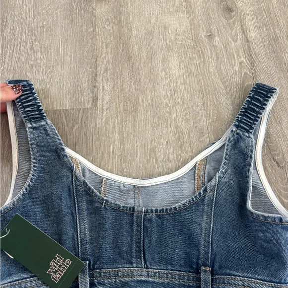 Wild Fable Women’s Scoop Neck Reworked Denim Tiny Vest XS - Picture 4 of 4